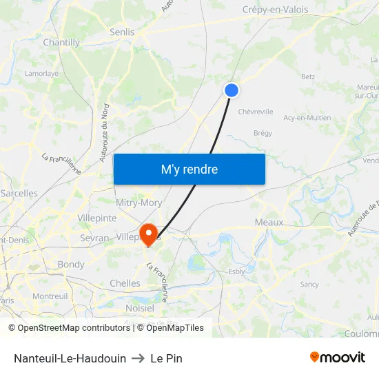 Nanteuil-Le-Haudouin to Le Pin map