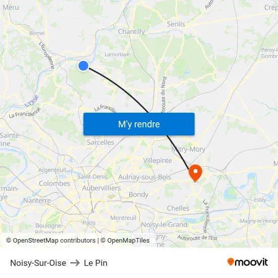 Noisy-Sur-Oise to Le Pin map
