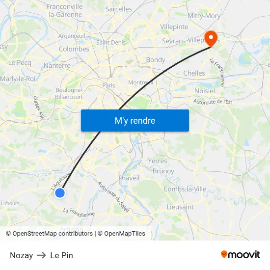 Nozay to Le Pin map