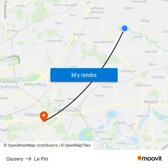 Oissery to Le Pin map