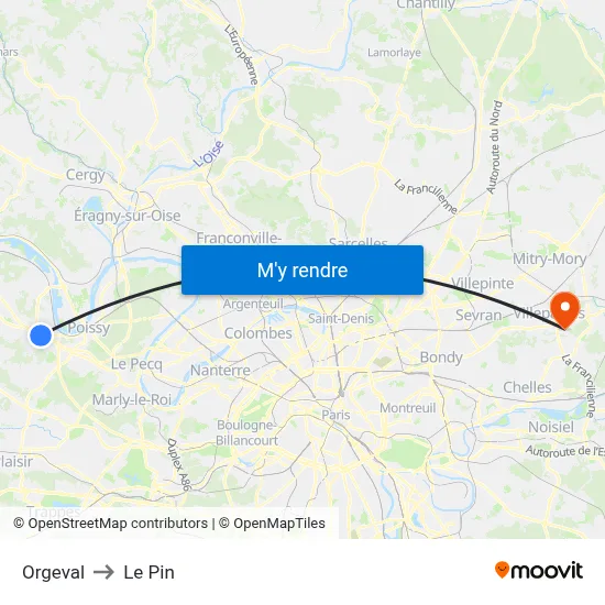 Orgeval to Le Pin map