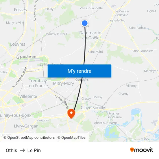Othis to Le Pin map
