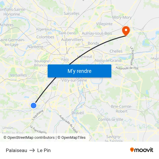 Palaiseau to Le Pin map