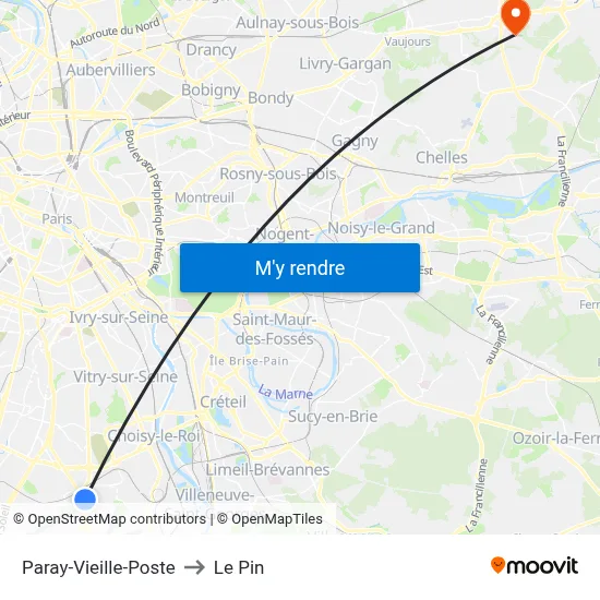 Paray-Vieille-Poste to Le Pin map