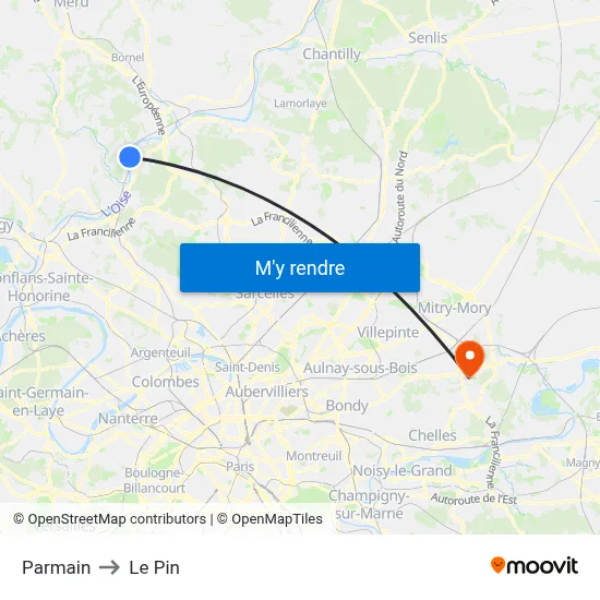 Parmain to Le Pin map