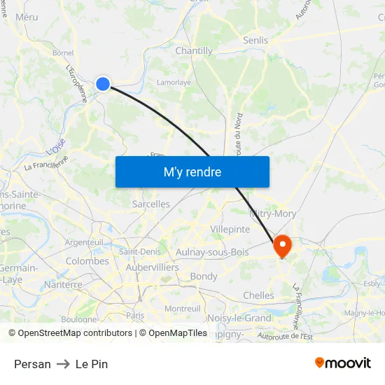 Persan to Le Pin map