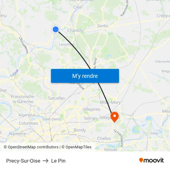 Precy-Sur-Oise to Le Pin map