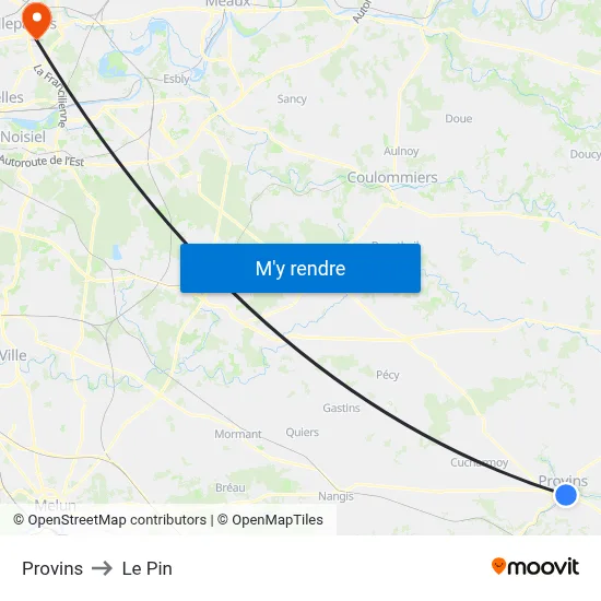 Provins to Le Pin map