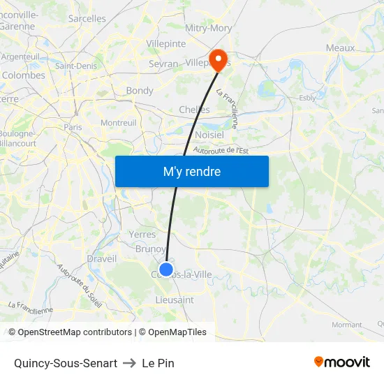 Quincy-Sous-Senart to Le Pin map