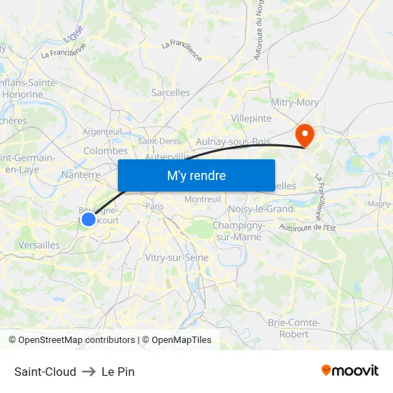 Saint-Cloud to Le Pin map