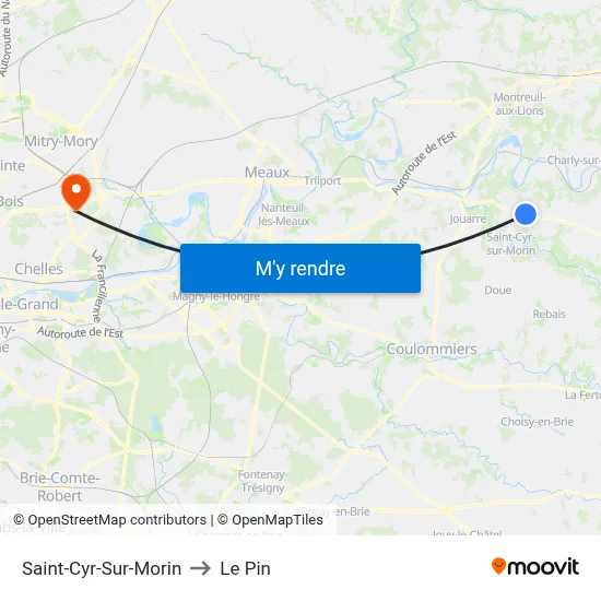 Saint-Cyr-Sur-Morin to Le Pin map