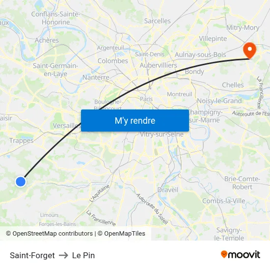 Saint-Forget to Le Pin map