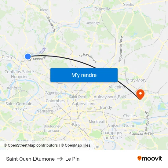 Saint-Ouen-L'Aumone to Le Pin map