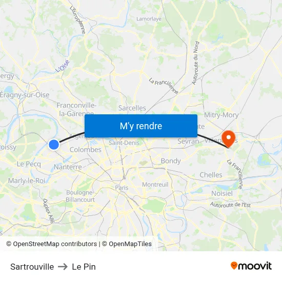Sartrouville to Le Pin map