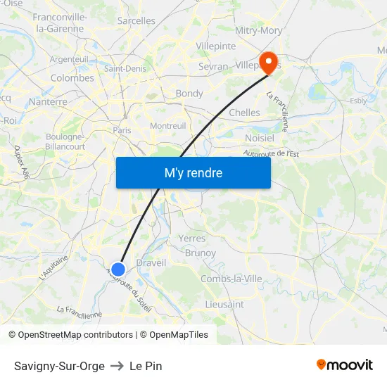 Savigny-Sur-Orge to Le Pin map