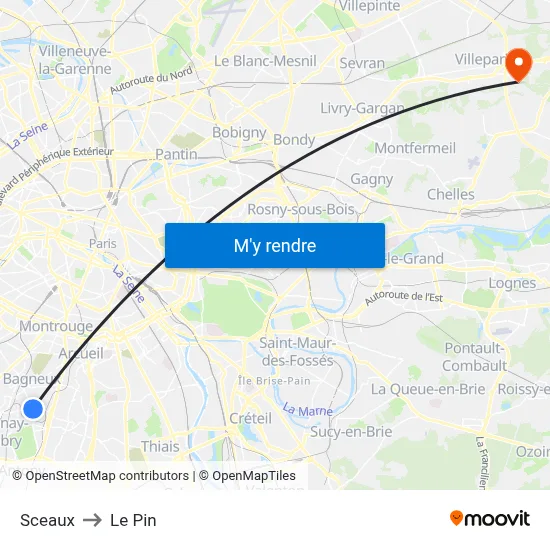 Sceaux to Le Pin map