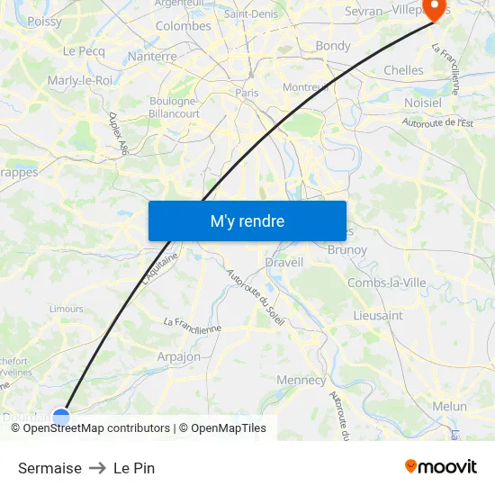 Sermaise to Le Pin map