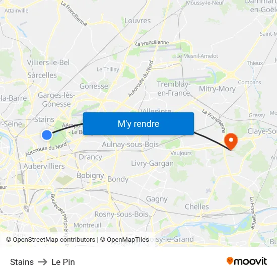Stains to Le Pin map