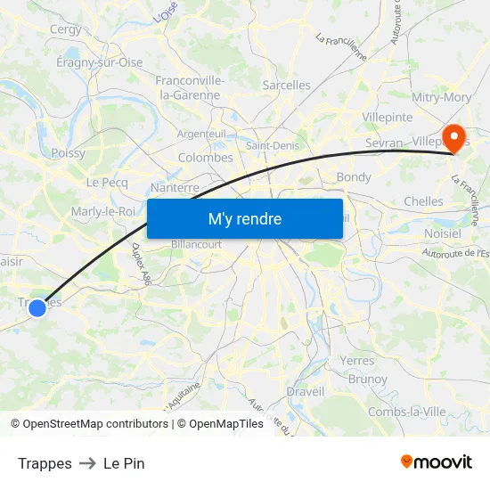 Trappes to Le Pin map