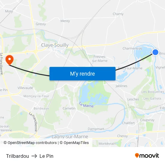 Trilbardou to Le Pin map