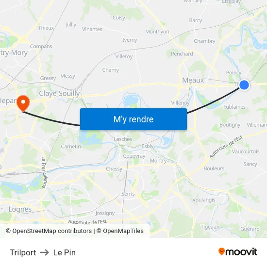 Trilport to Le Pin map