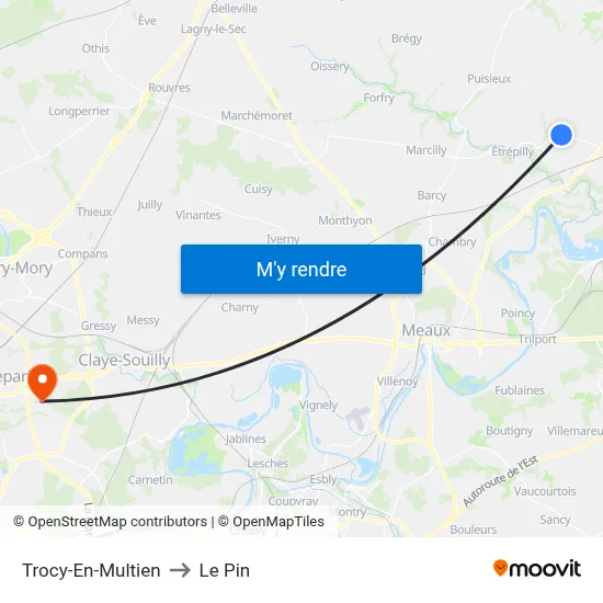 Trocy-En-Multien to Le Pin map