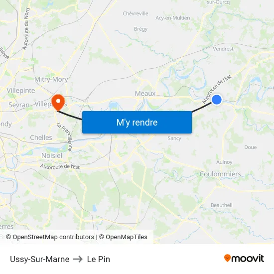 Ussy-Sur-Marne to Le Pin map