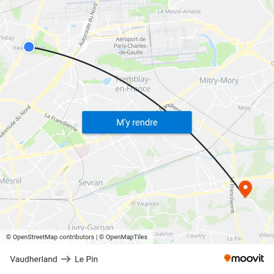 Vaudherland to Le Pin map