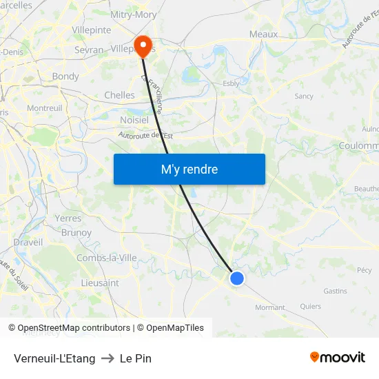 Verneuil-L'Etang to Le Pin map
