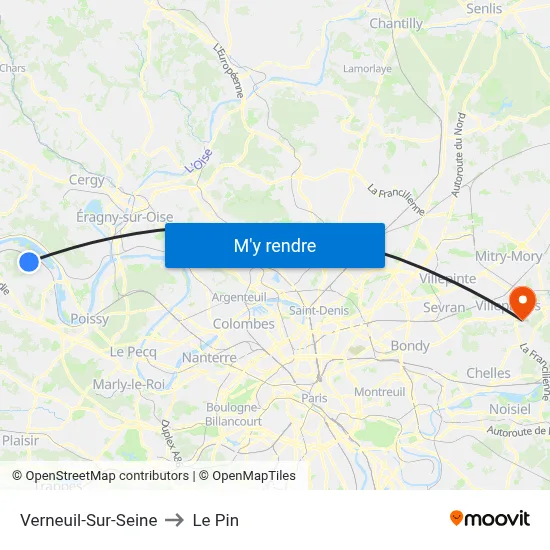 Verneuil-Sur-Seine to Le Pin map