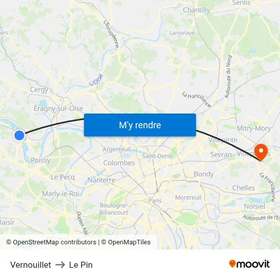 Vernouillet to Le Pin map