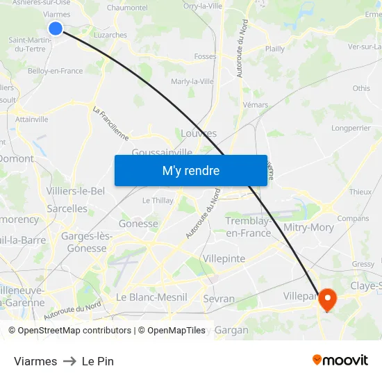 Viarmes to Le Pin map