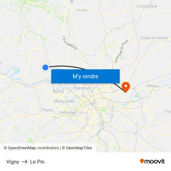 Vigny to Le Pin map