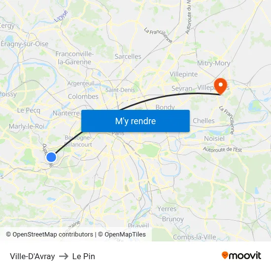 Ville-D'Avray to Le Pin map