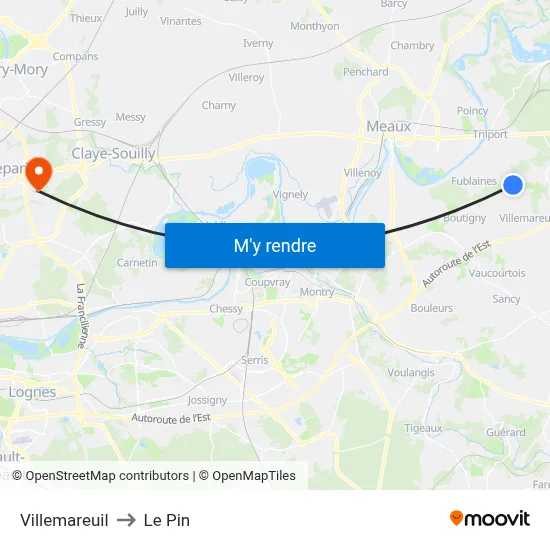 Villemareuil to Le Pin map