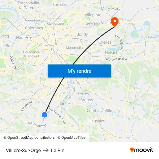 Villiers-Sur-Orge to Le Pin map