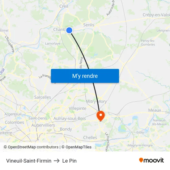 Vineuil-Saint-Firmin to Le Pin map