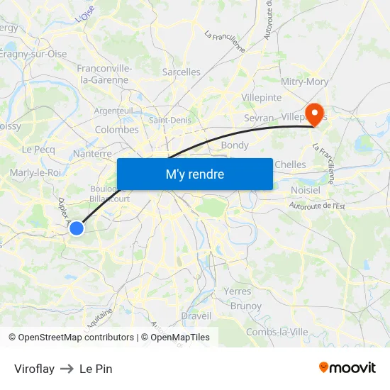 Viroflay to Le Pin map