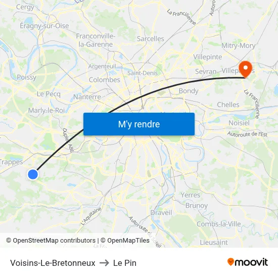 Voisins-Le-Bretonneux to Le Pin map