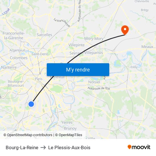 Bourg-La-Reine to Le Plessis-Aux-Bois map