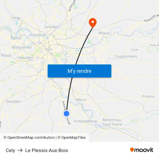 Cely to Le Plessis-Aux-Bois map