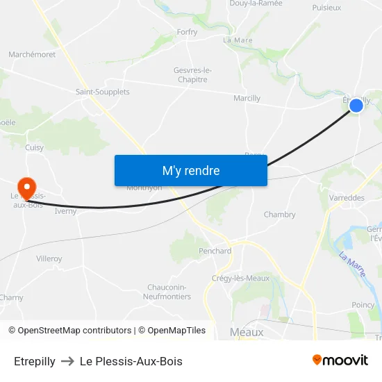 Etrepilly to Le Plessis-Aux-Bois map
