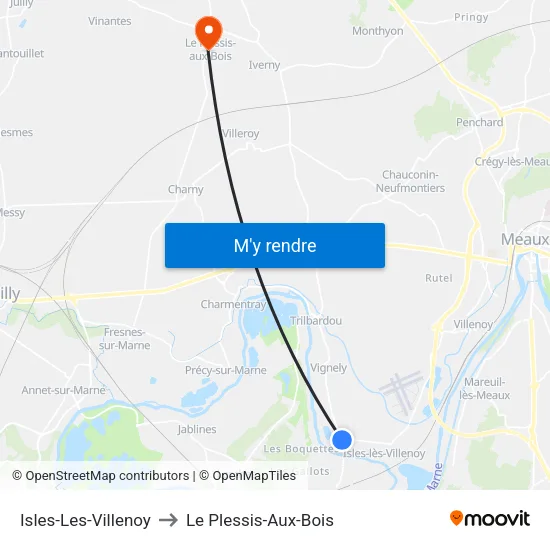 Isles-Les-Villenoy to Le Plessis-Aux-Bois map