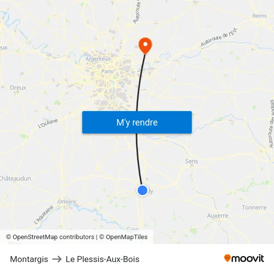 Montargis to Le Plessis-Aux-Bois map