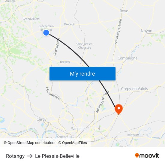 Rotangy to Le Plessis-Belleville map