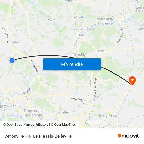 Arronville to Le Plessis-Belleville map