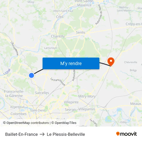 Baillet-En-France to Le Plessis-Belleville map