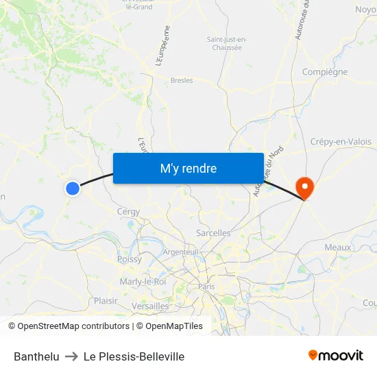 Banthelu to Le Plessis-Belleville map