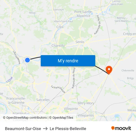 Beaumont-Sur-Oise to Le Plessis-Belleville map