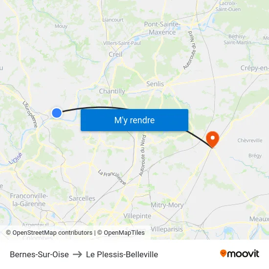 Bernes-Sur-Oise to Le Plessis-Belleville map